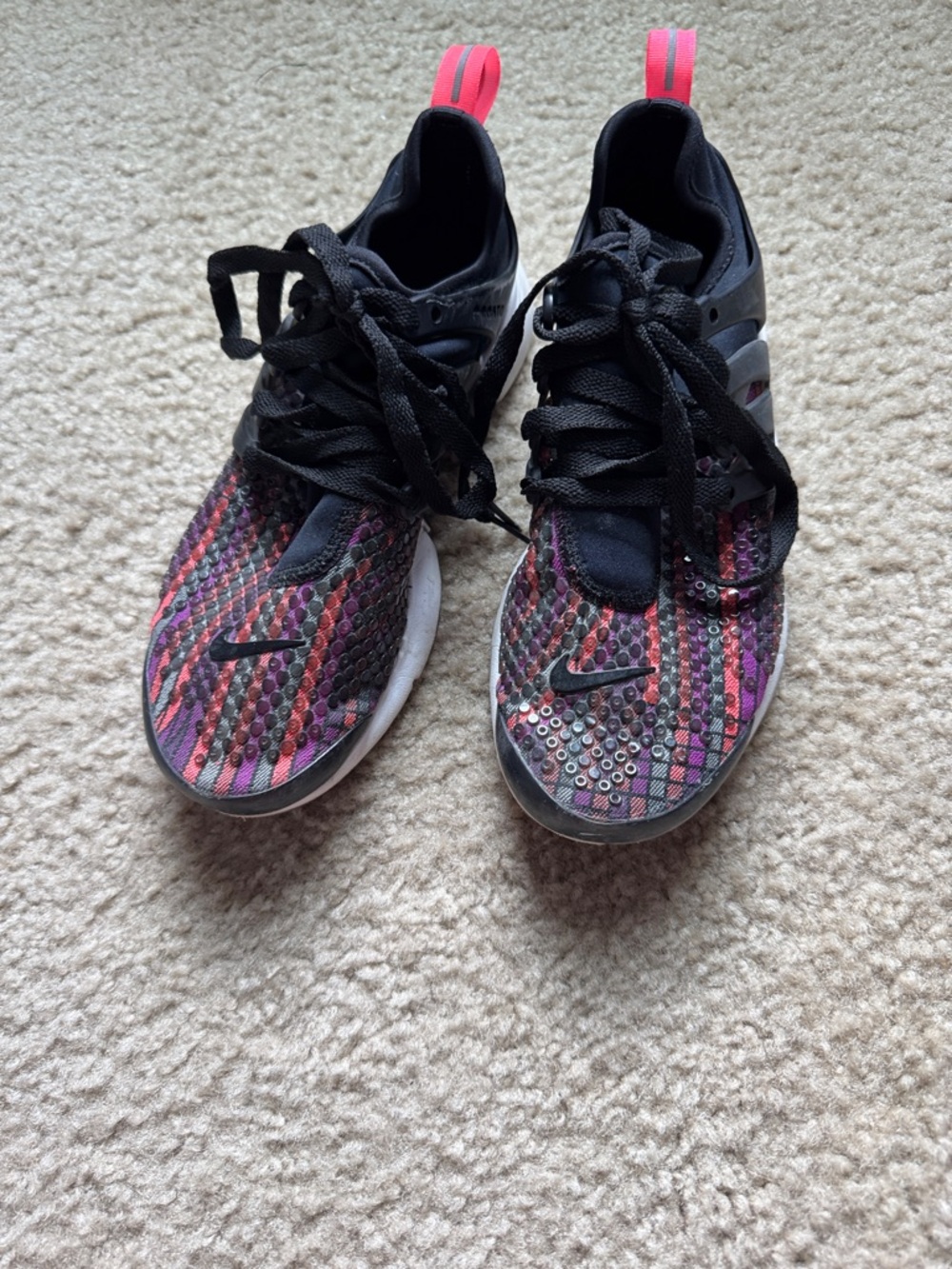 Nike Women’s Black and Pink Multicolor Athletic Sneakers